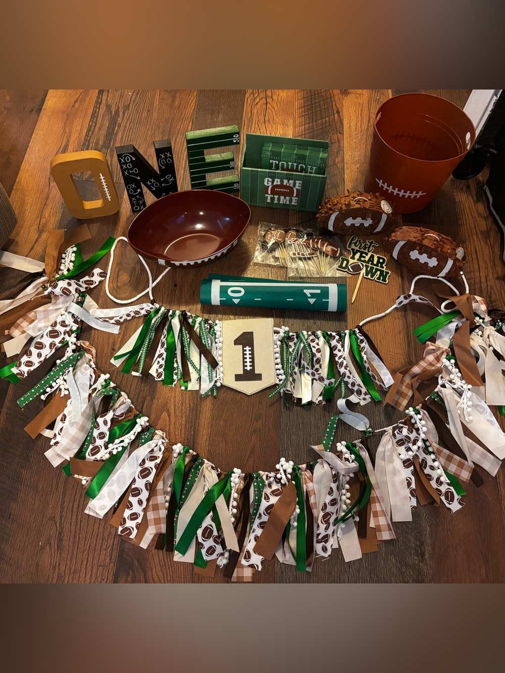 First Year Down Football Themed First Birthday Party Supplies